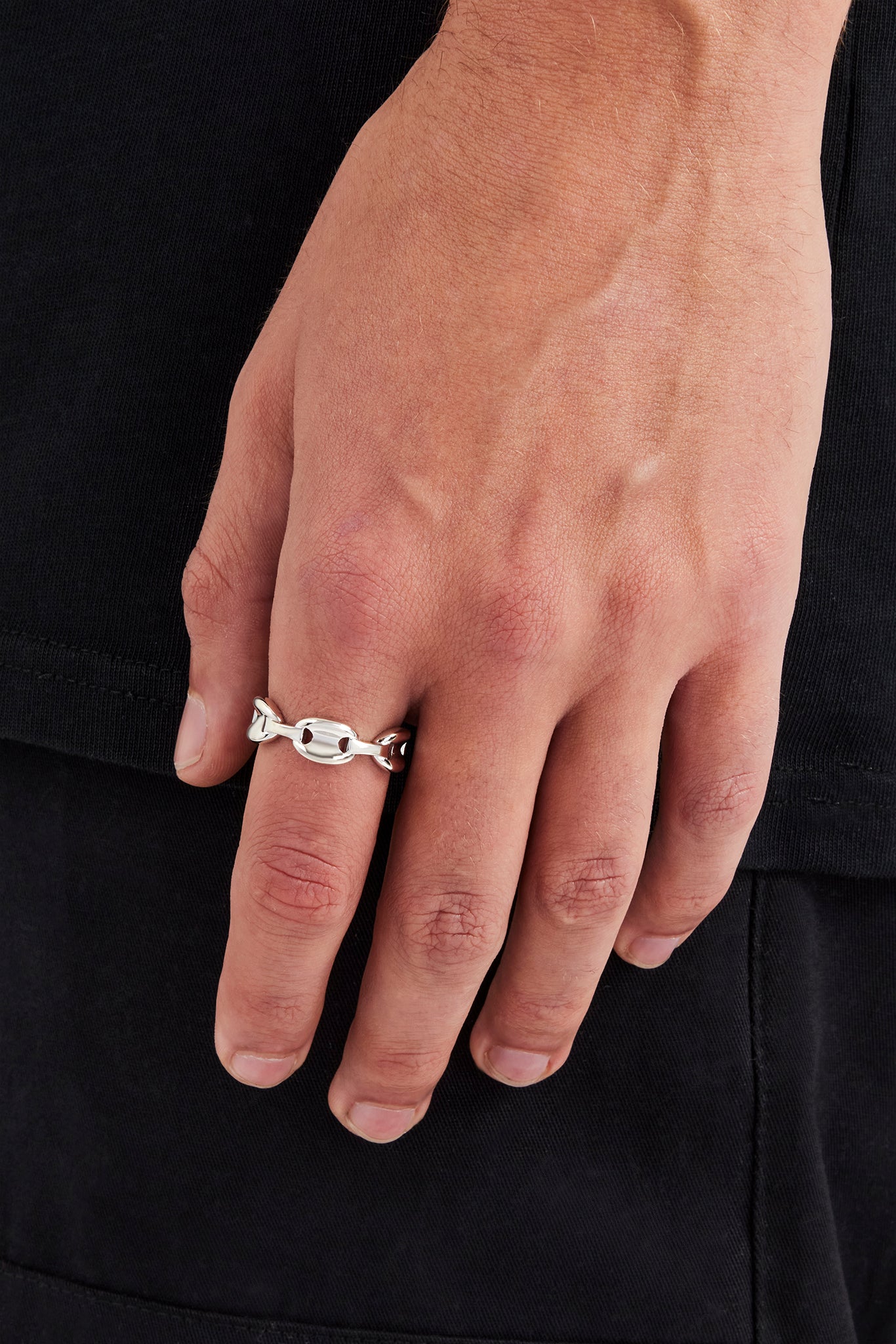 Polished Coffee Bean Link Ring - 8mm